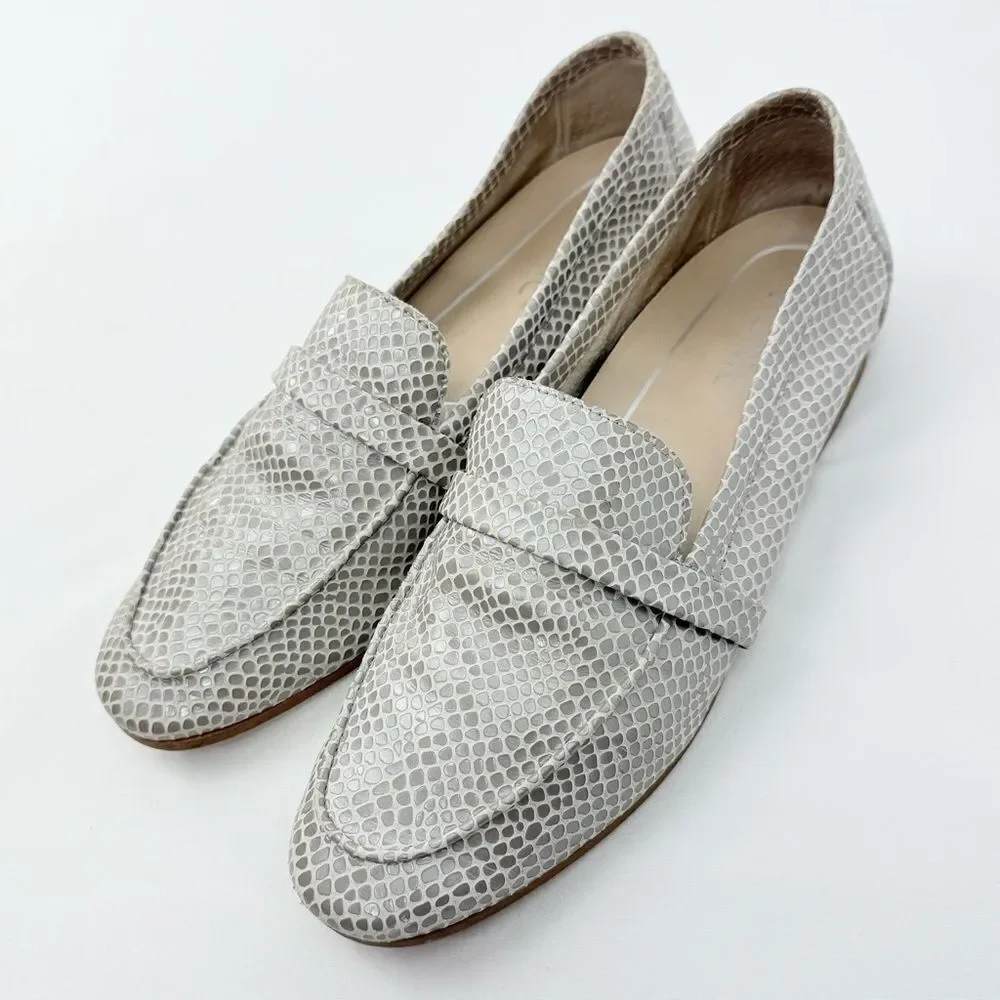 Vionic ZANA Gray Tan Lizard Print Slip On Orthotic Loafer Flats
